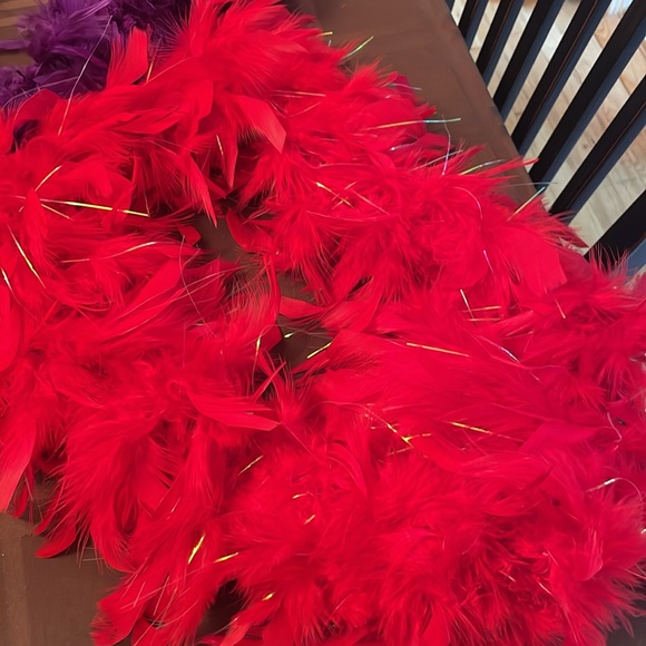 Halloween Costume Accessory purple Feather Boa 6 feet (new w tags) + red circle - Picture 3 of 3